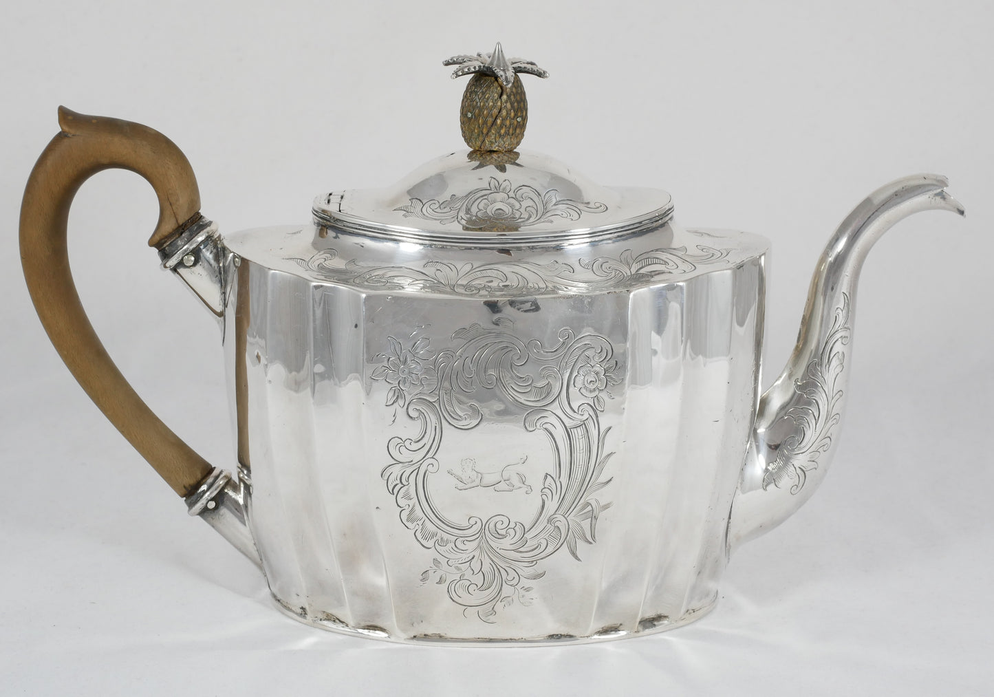 Antique Georgian 1802 Exeter Sterling Silver Teapot Tea Pot Pineapple Finial JH