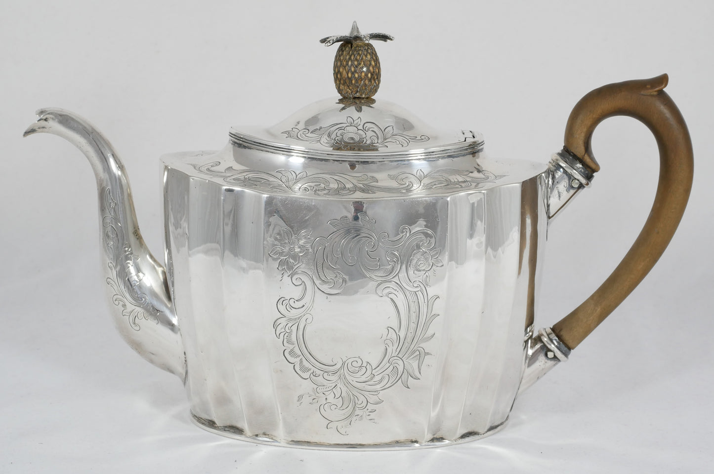 Antique Georgian 1802 Exeter Sterling Silver Teapot Tea Pot Pineapple Finial JH