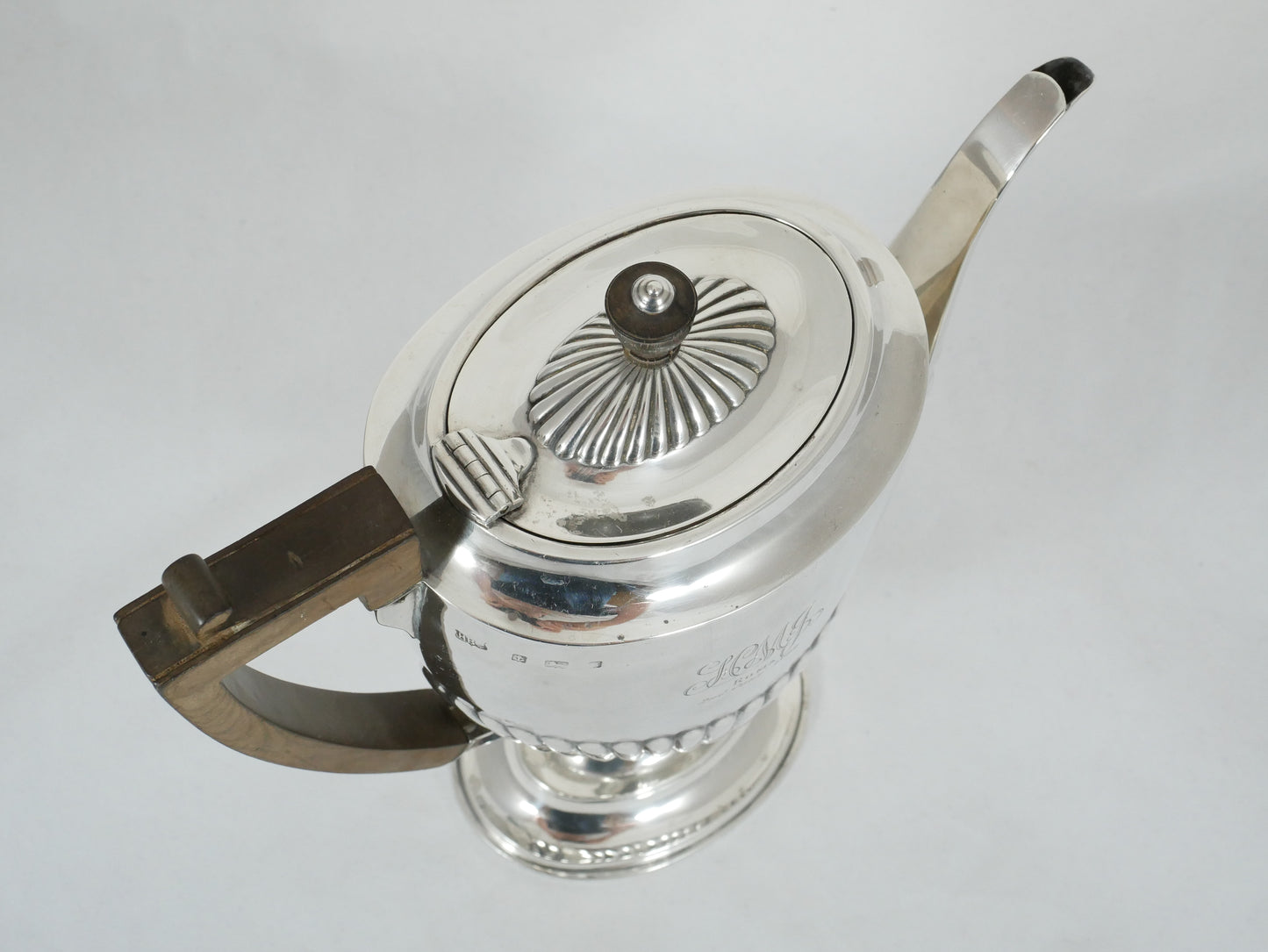 Antique Edwardian 1906 Sterling Silver Tall Coffee Pot Teapot 1,100ml Fluted Set