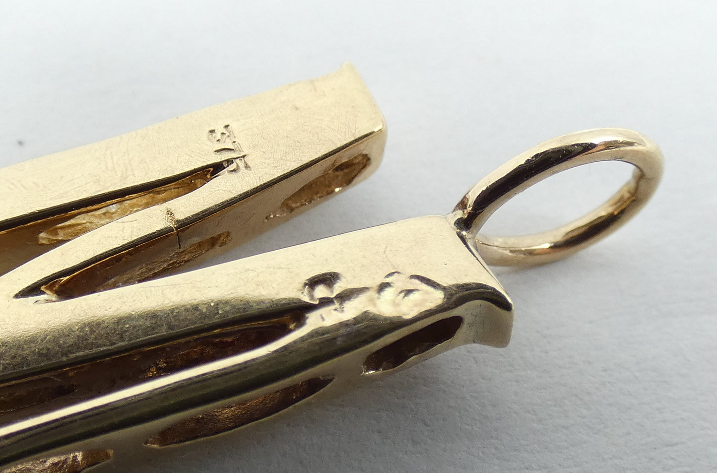 Solid 9ct Yellow Gold & CZ Large 31mm Letter M Necklace Pendant Alphabet Initial