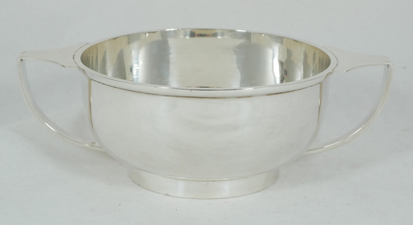 Antique Art Deco 1930 Heavy Sterling Silver Twin Handled Porringer Food Bowl JBC