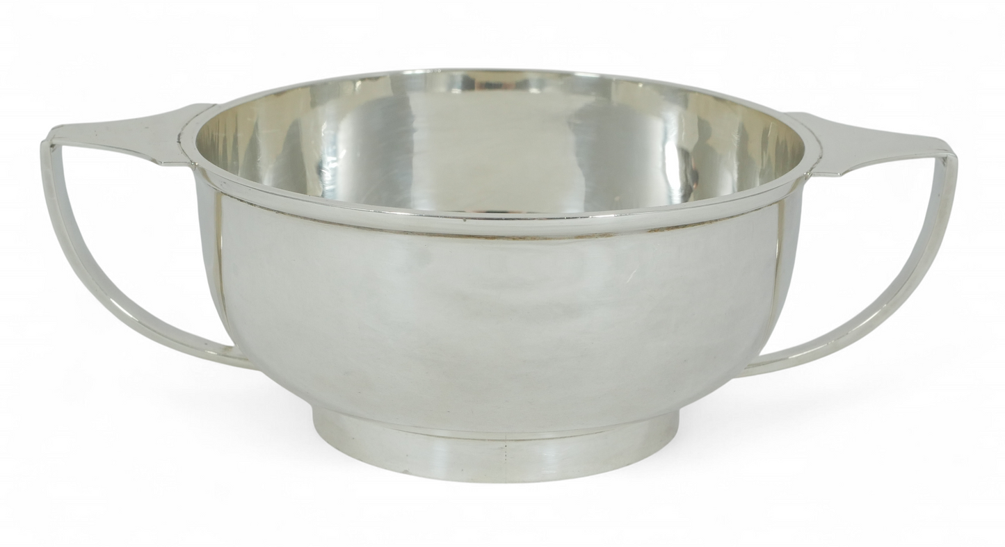 Antique Art Deco 1930 Heavy Sterling Silver Twin Handled Porringer Food Bowl JBC