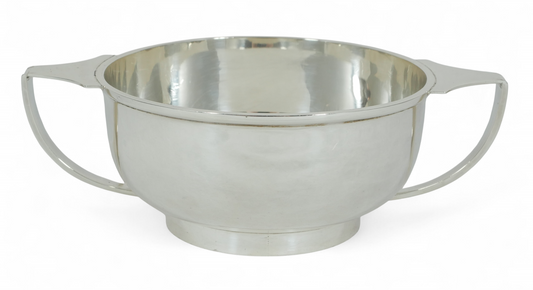 Antique Art Deco 1930 Heavy Sterling Silver Twin Handled Porringer Food Bowl JBC