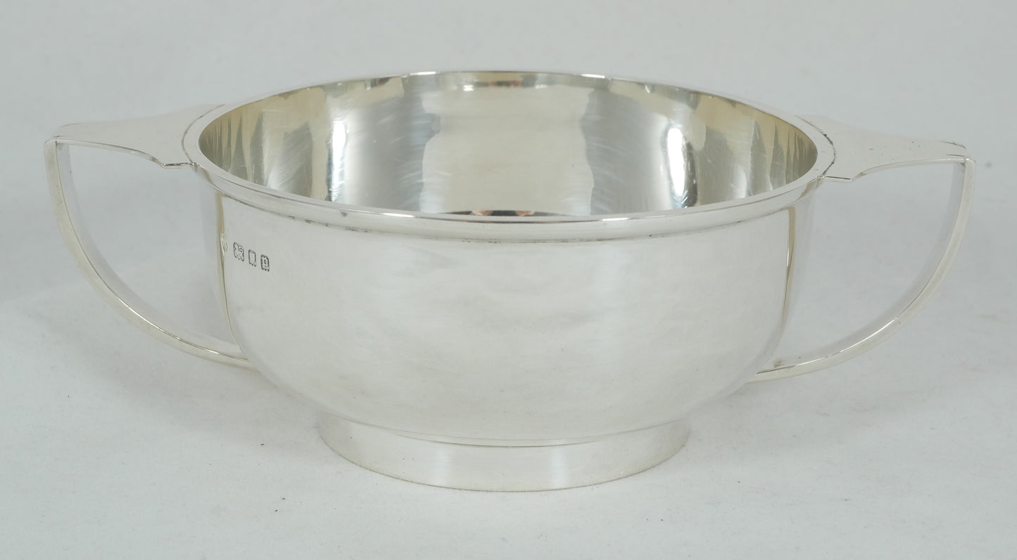 Antique Art Deco 1930 Heavy Sterling Silver Twin Handled Porringer Food Bowl JBC