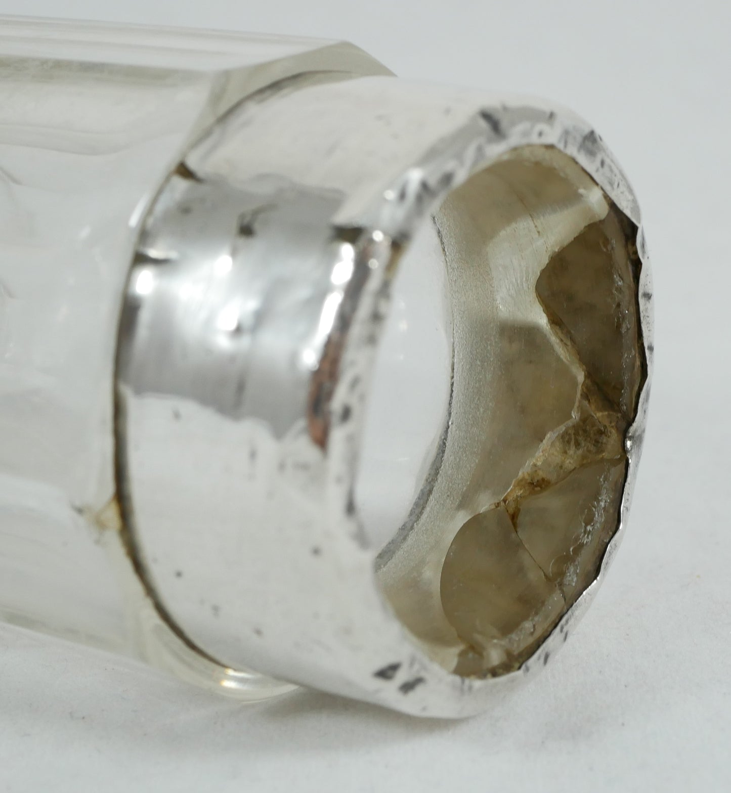Antique Edwardian 1908 Sterling Silver Cut Glass Scent Perfume Bottle Vanity Jar