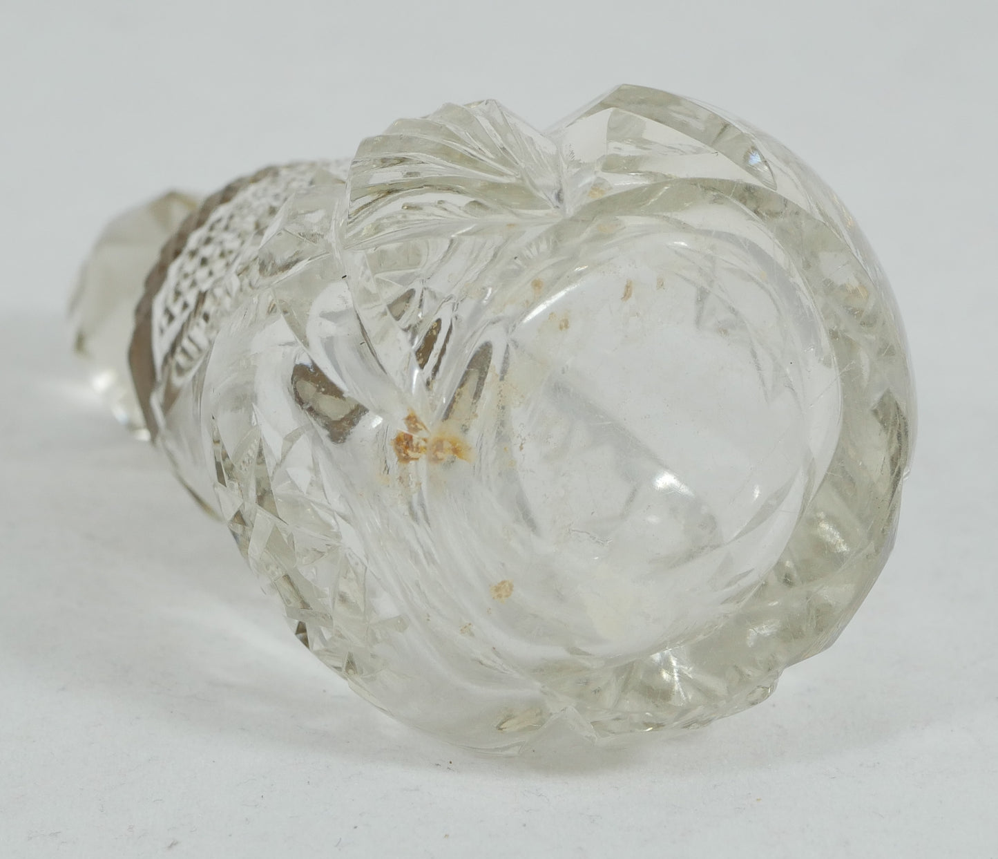 Antique Edwardian 1913 Sterling Silver Cut Glass Scent Perfume Bottle Vanity Jar