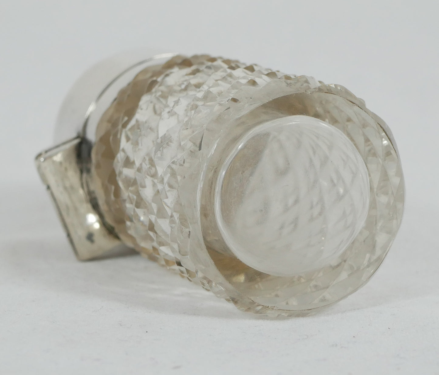 Antique Edwardian 1906 Sterling Silver Cut Glass Scent Perfume Bottle Vanity Jar