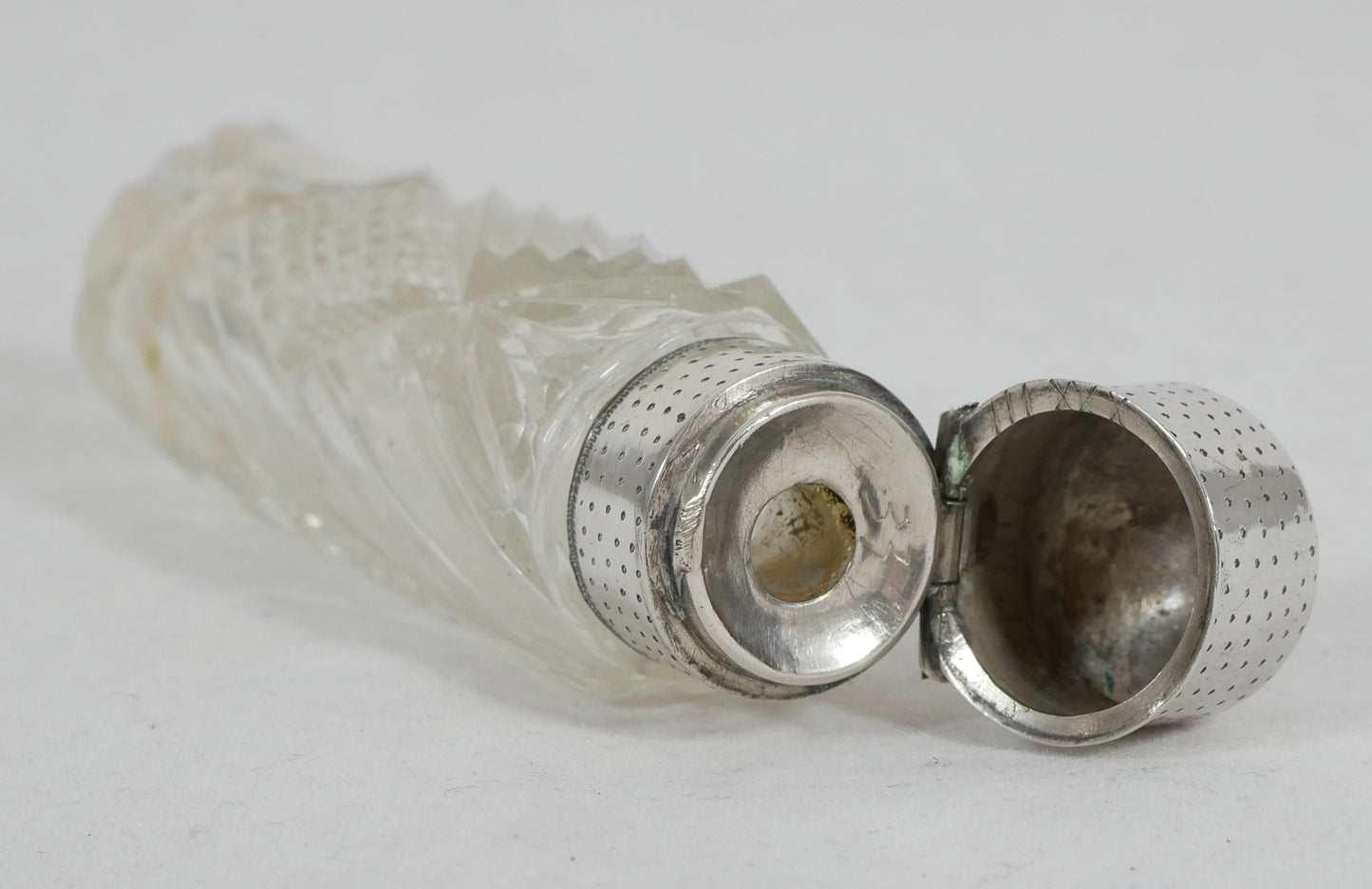 Antique Dutch 833 Silver & Cut Glass Scent Perfume Bottle Vanity Jar Sterling