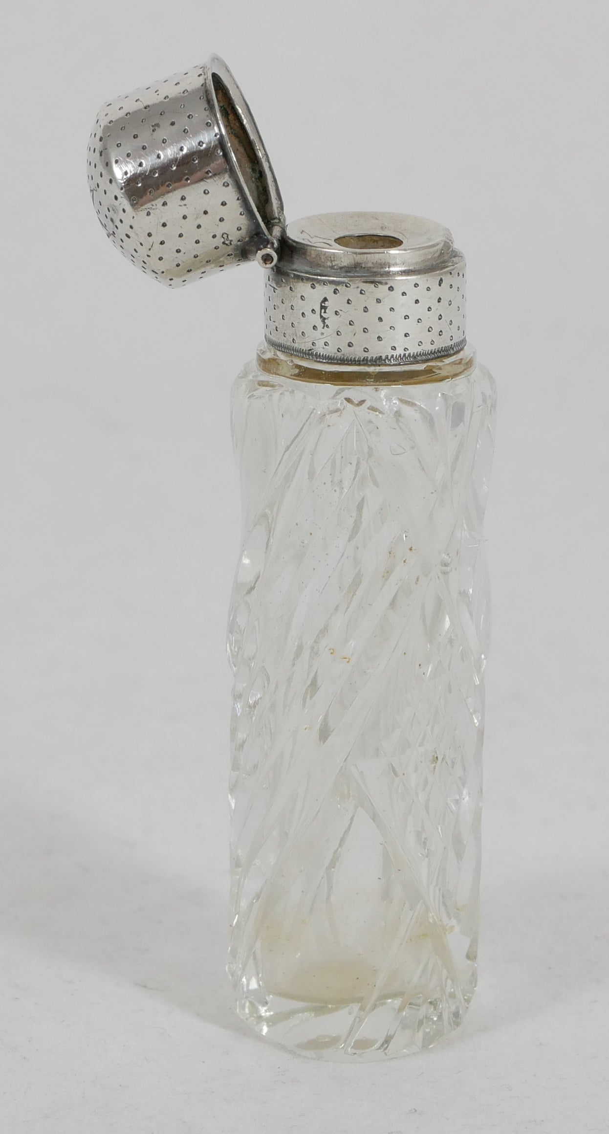 Antique Dutch 833 Silver & Cut Glass Scent Perfume Bottle Vanity Jar Sterling