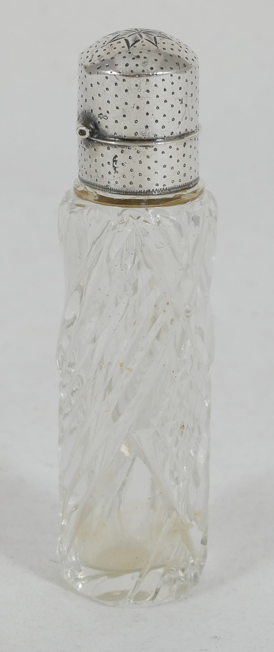 Antique Dutch 833 Silver & Cut Glass Scent Perfume Bottle Vanity Jar Sterling