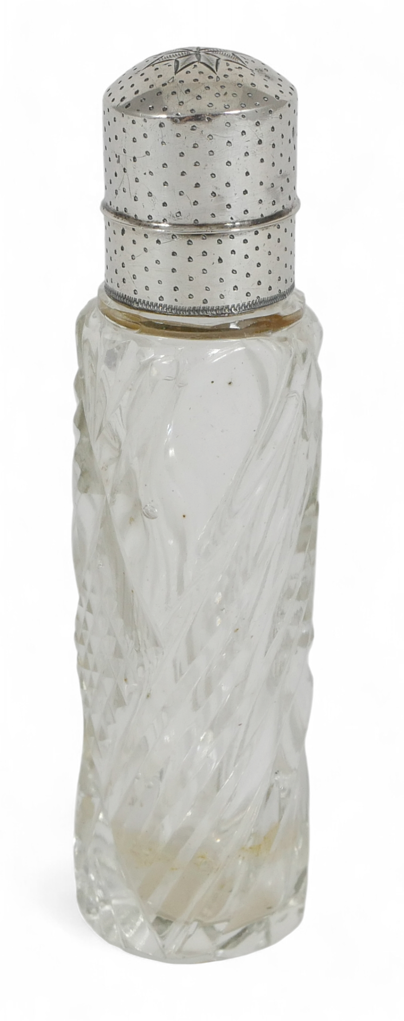 Antique Dutch 833 Silver & Cut Glass Scent Perfume Bottle Vanity Jar Sterling