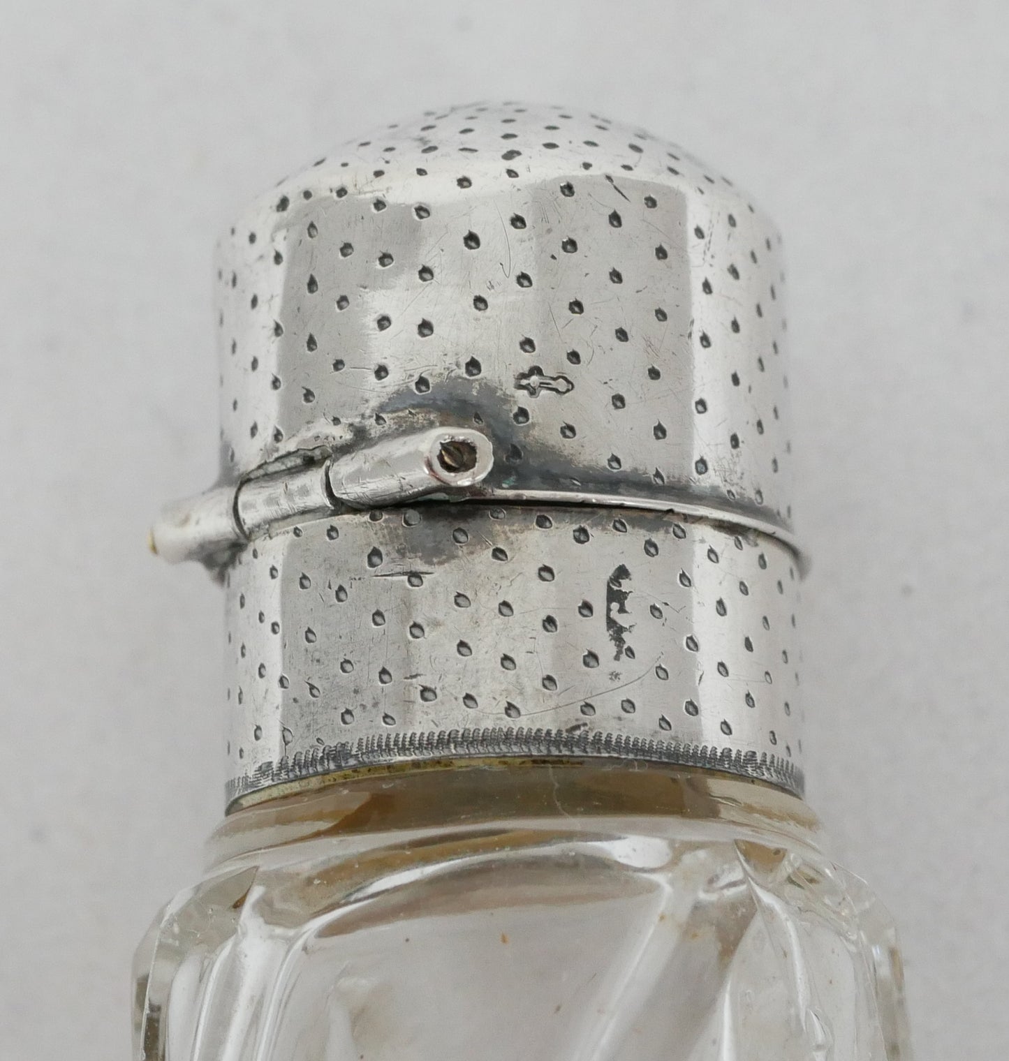 Antique Dutch 833 Silver & Cut Glass Scent Perfume Bottle Vanity Jar Sterling