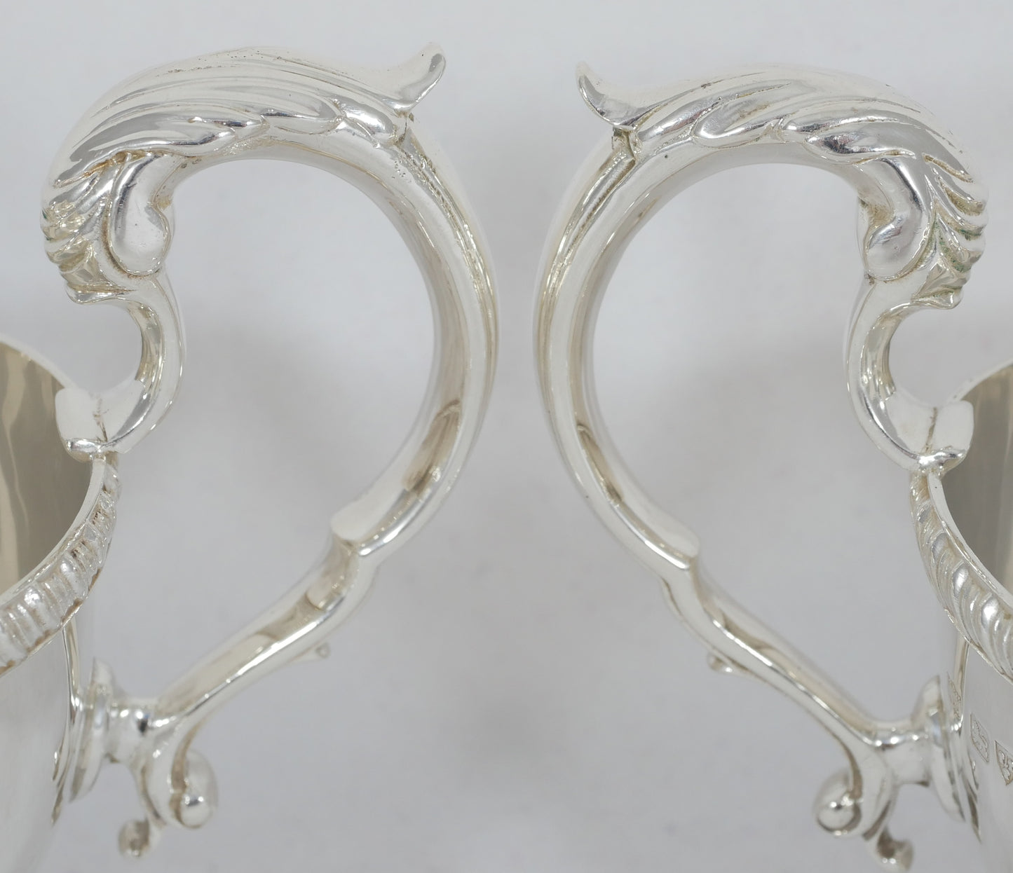 Antique Art Deco 1934 Pair of Large Heavy Sterling Silver Sauce Boats Gravy Jugs