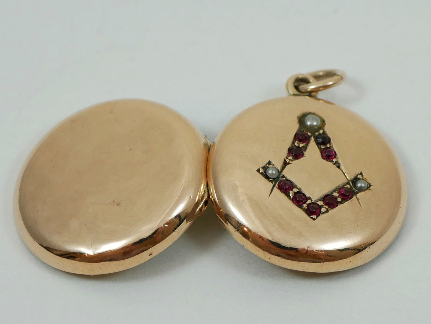 Antique Victorian Solid 9ct Rose Gold Masonic Freemason Photo Locket Pendant