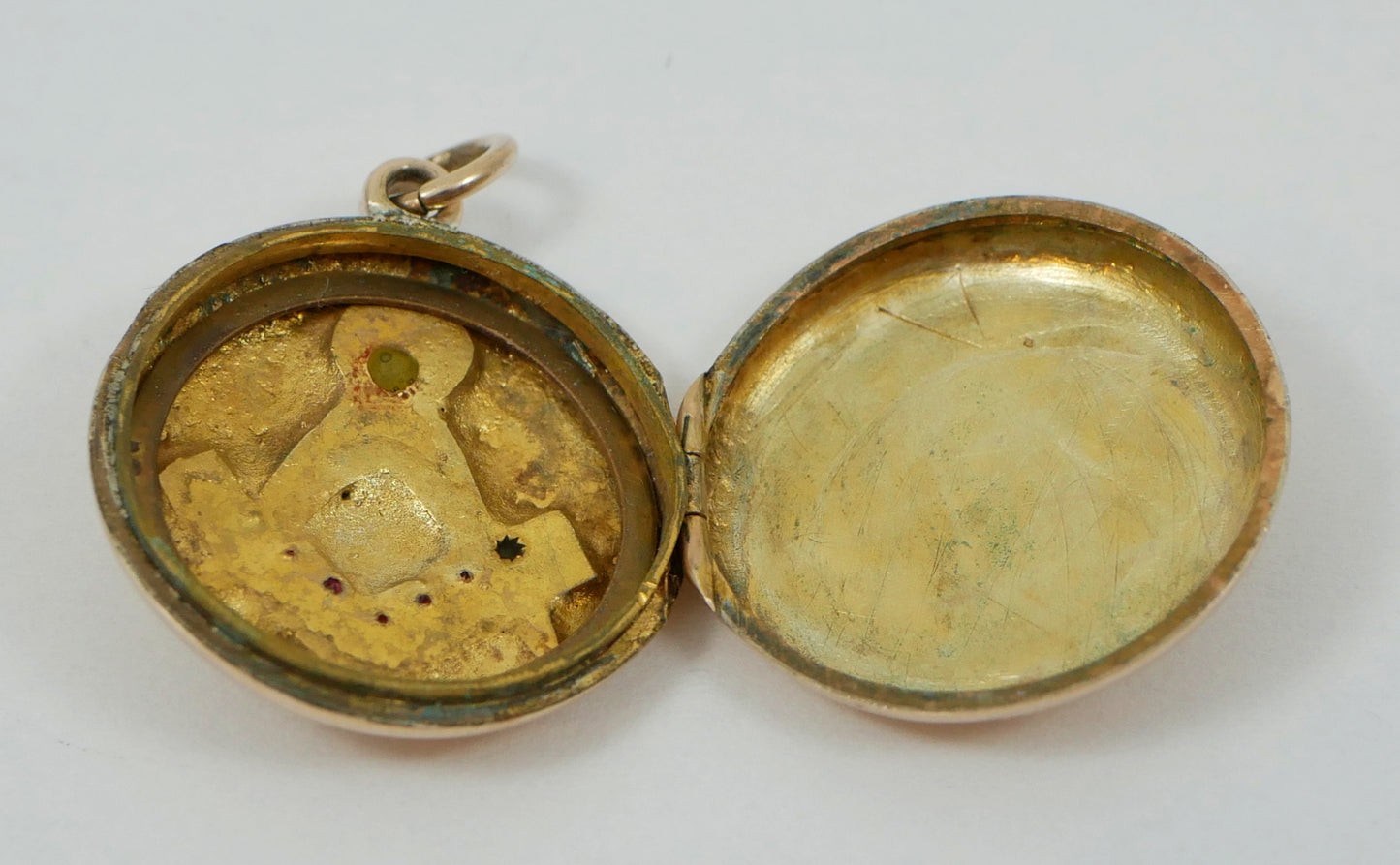 Antique Victorian Solid 9ct Rose Gold Masonic Freemason Photo Locket Pendant