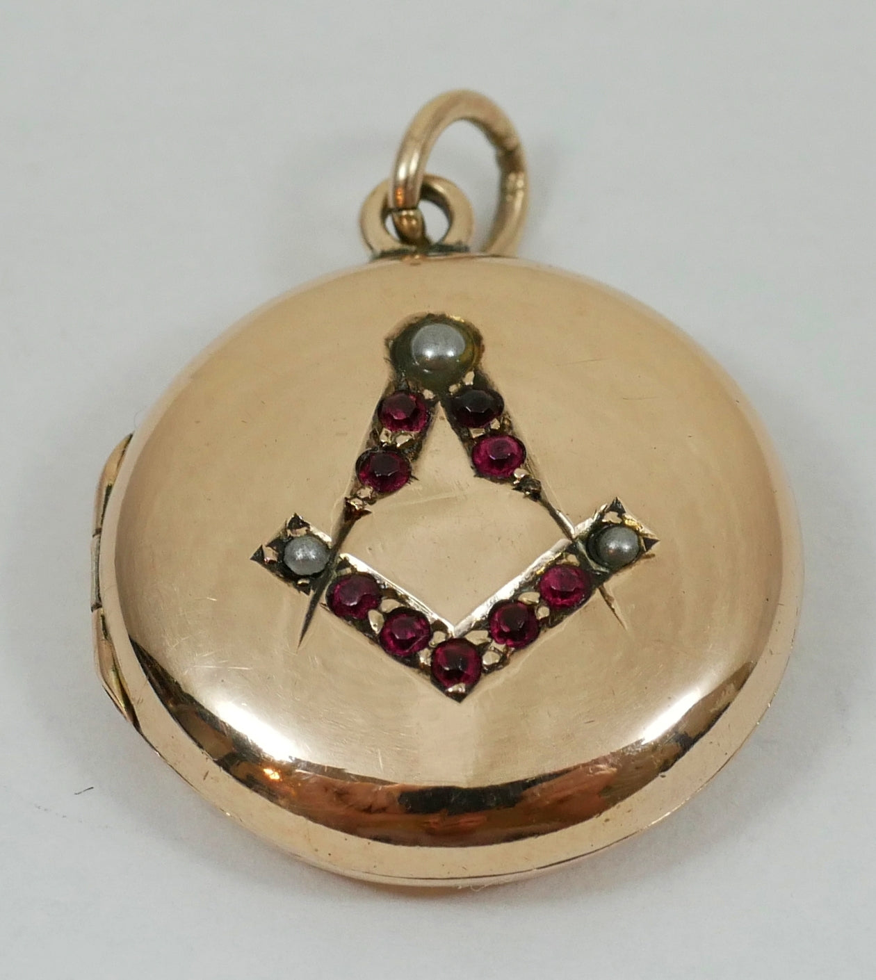 Antique Victorian Solid 9ct Rose Gold Masonic Freemason Photo Locket Pendant