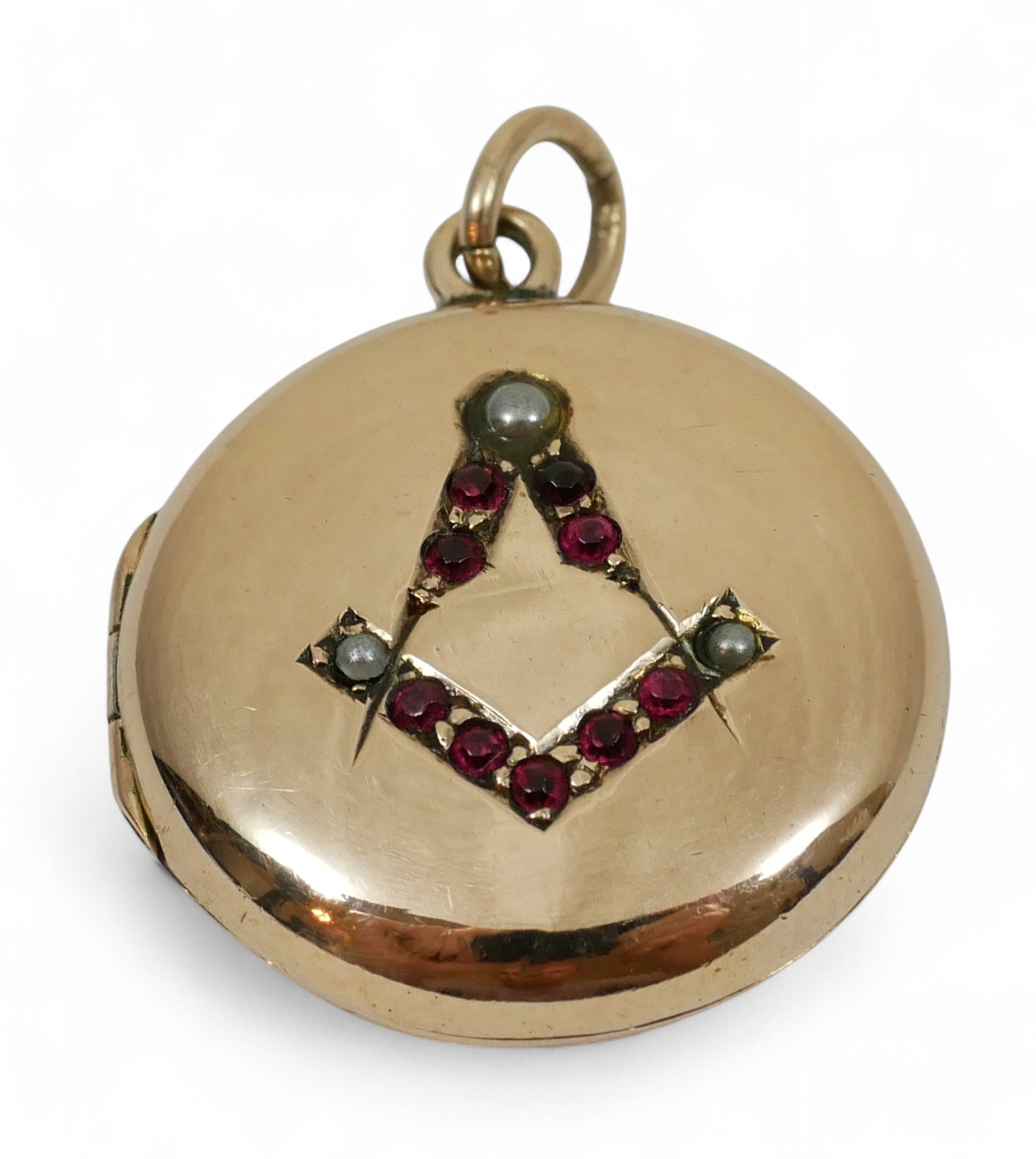 Antique Victorian Solid 9ct Rose Gold Masonic Freemason Photo Locket Pendant