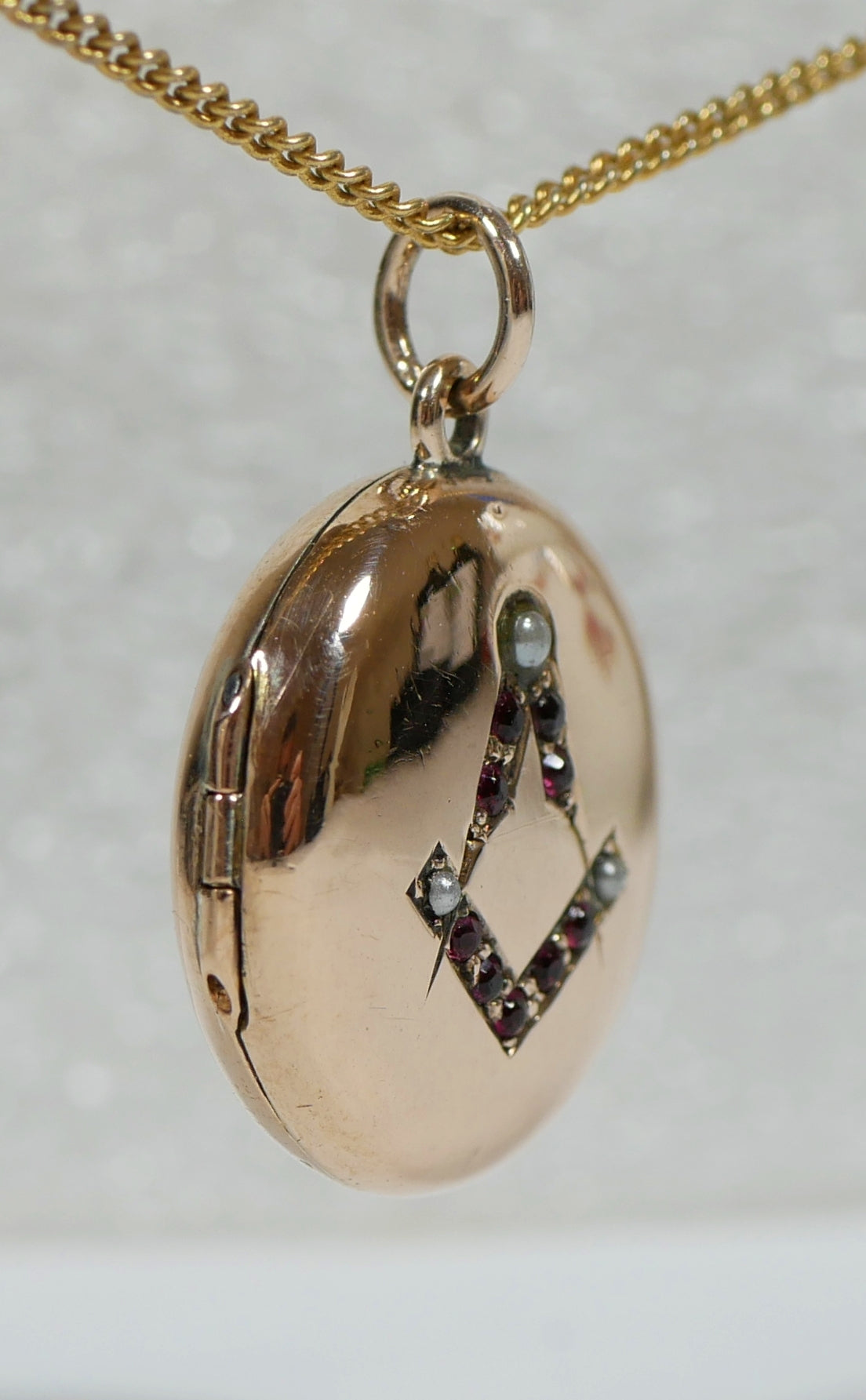 Antique Victorian Solid 9ct Rose Gold Masonic Freemason Photo Locket Pendant