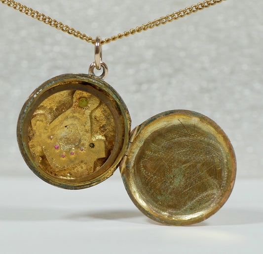 Antique Victorian Solid 9ct Rose Gold Masonic Freemason Photo Locket Pendant