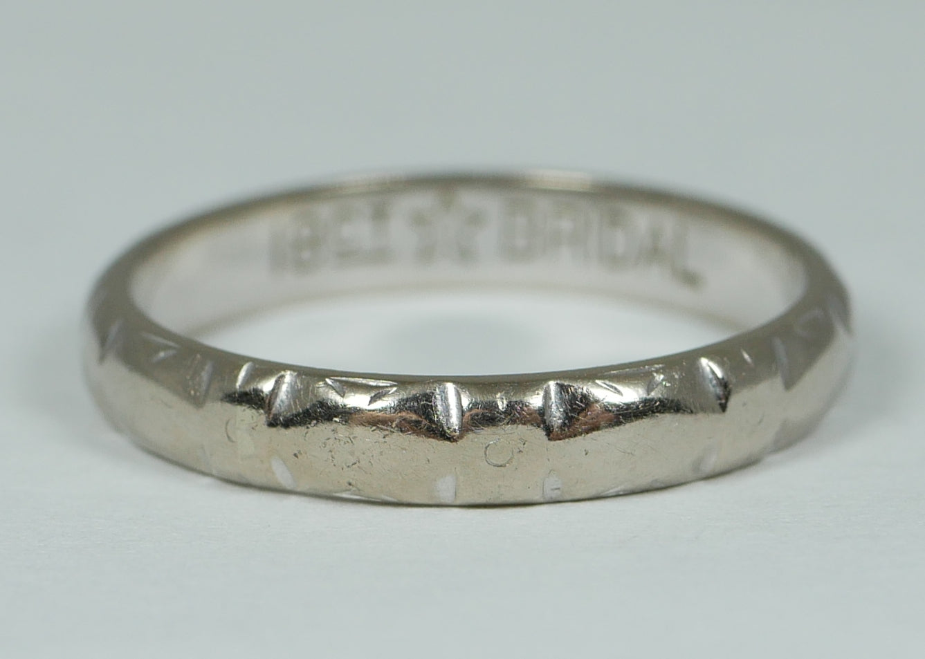 Vintage Solid 18ct White Gold Bridal 3mm D Shape Wedding Band Ring Size 7.5 O 55