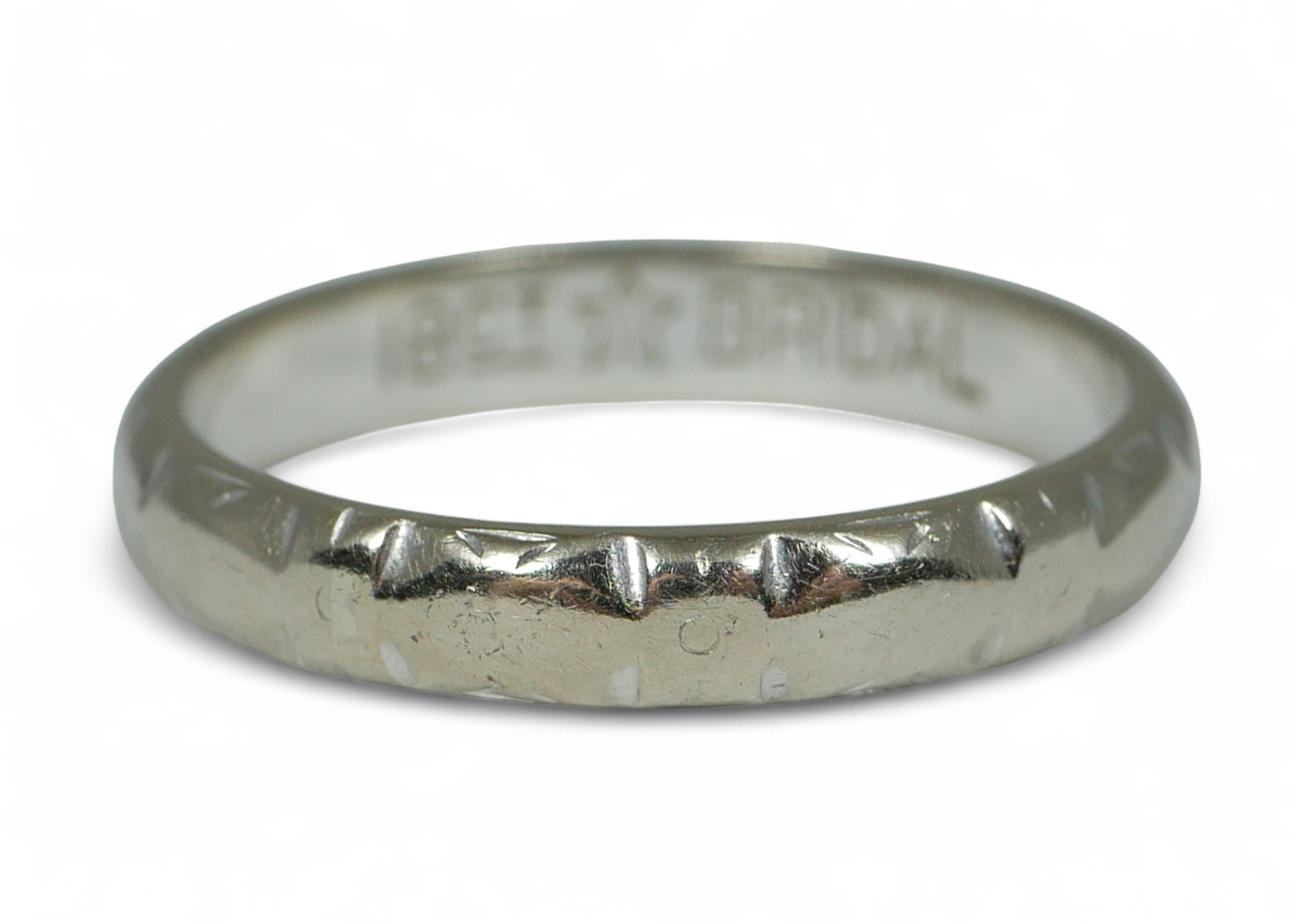 Vintage Solid 18ct White Gold Bridal 3mm D Shape Wedding Band Ring Size 7.5 O 55
