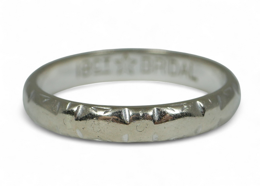 Vintage Solid 18ct White Gold Bridal 3mm D Shape Wedding Band Ring Size 7.5 O 55