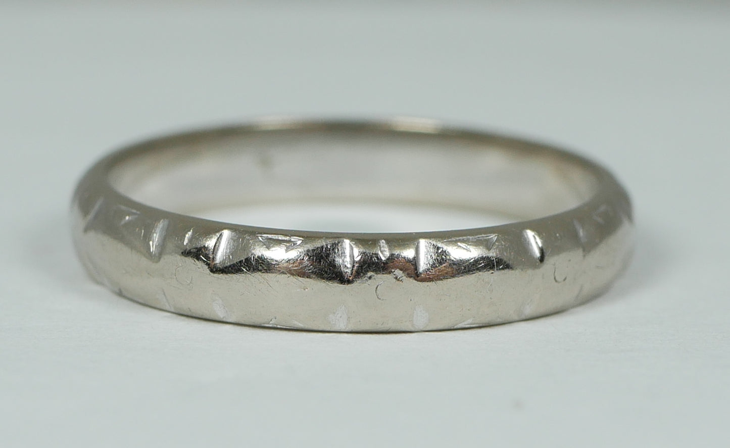 Vintage Solid 18ct White Gold Bridal 3mm D Shape Wedding Band Ring Size 7.5 O 55