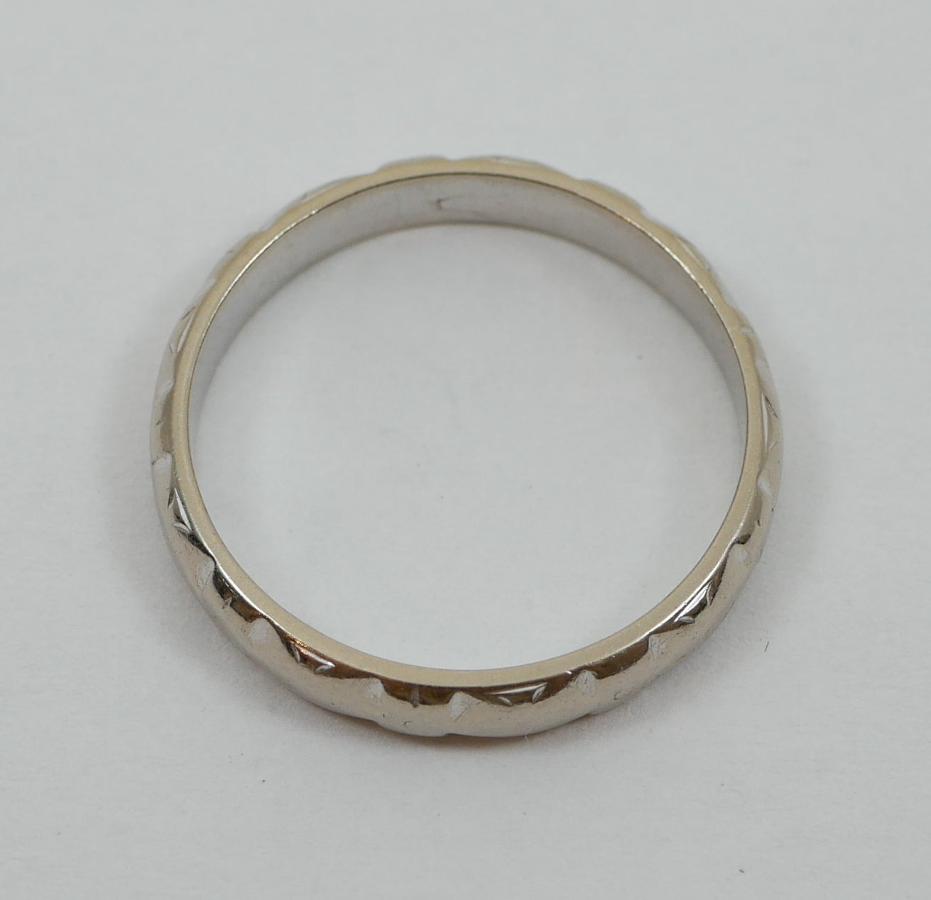Vintage Solid 18ct White Gold Bridal 3mm D Shape Wedding Band Ring Size 7.5 O 55