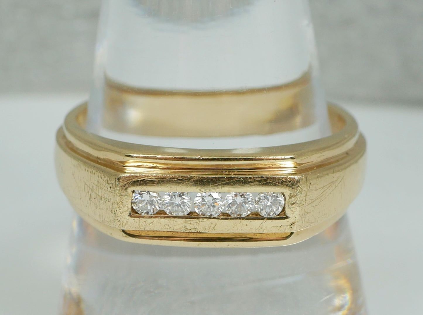 Modern Solid 9ct Yellow Gold & 0.20ct Diamond Mens Dress Band Ring Size 12 X 67