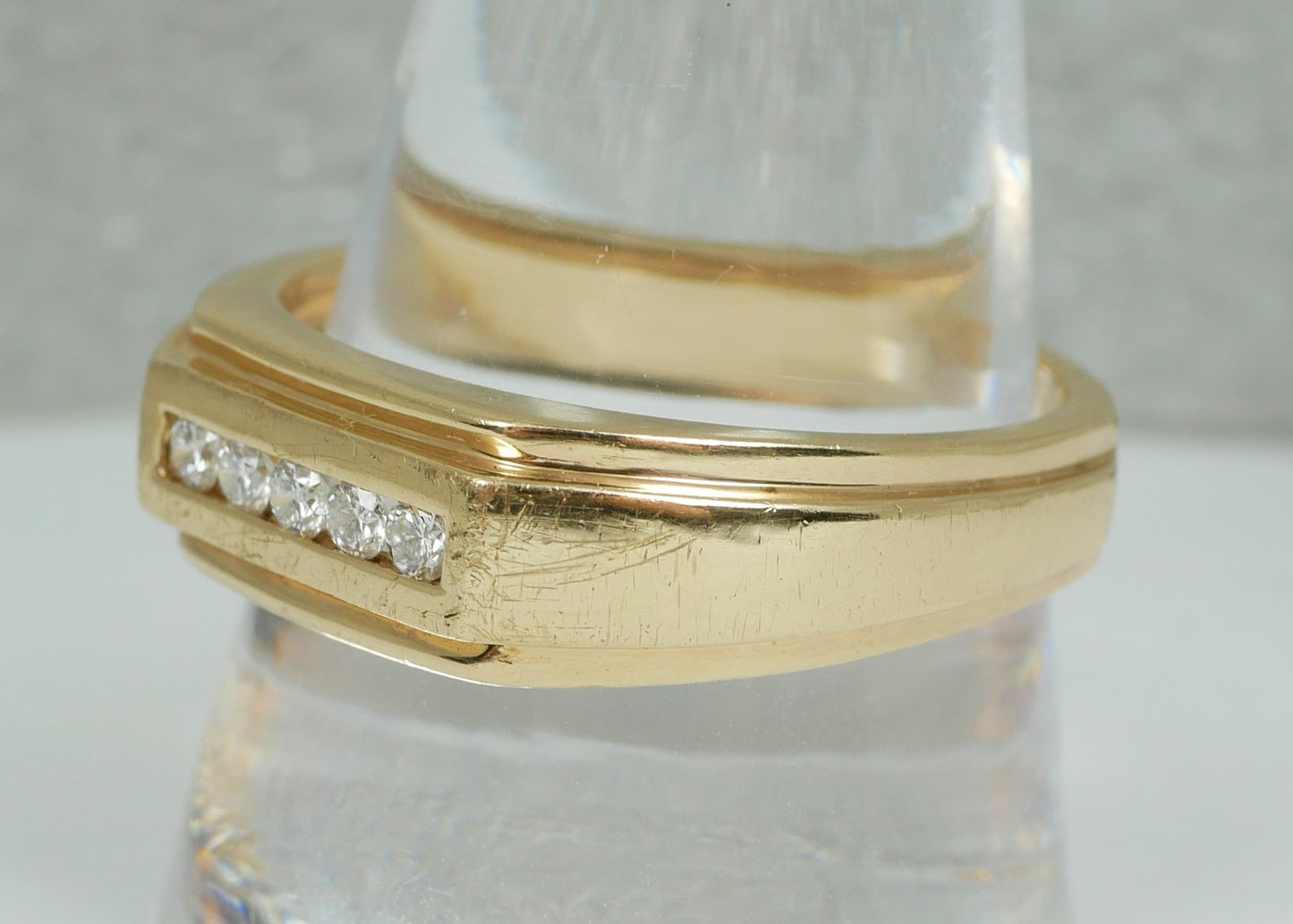 Modern Solid 9ct Yellow Gold & 0.20ct Diamond Mens Dress Band Ring Size 12 X 67