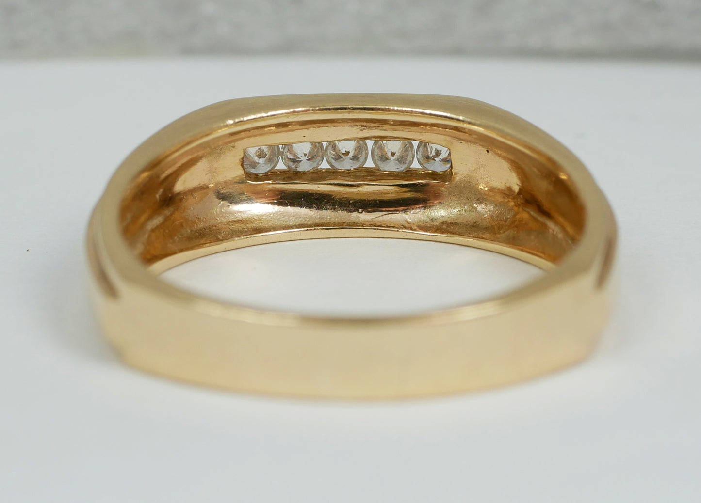 Modern Solid 9ct Yellow Gold & 0.20ct Diamond Mens Dress Band Ring Size 12 X 67