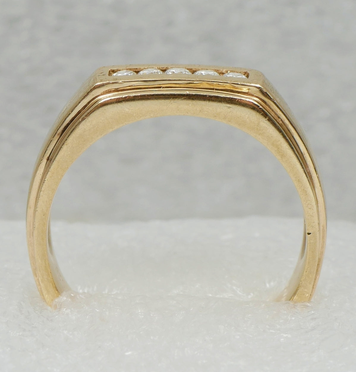 Modern Solid 9ct Yellow Gold & 0.20ct Diamond Mens Dress Band Ring Size 12 X 67