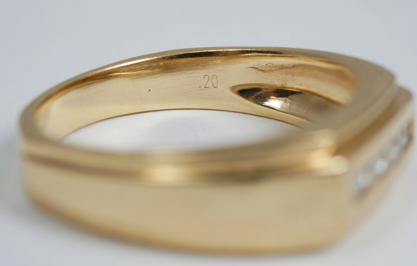 Modern Solid 9ct Yellow Gold & 0.20ct Diamond Mens Dress Band Ring Size 12 X 67