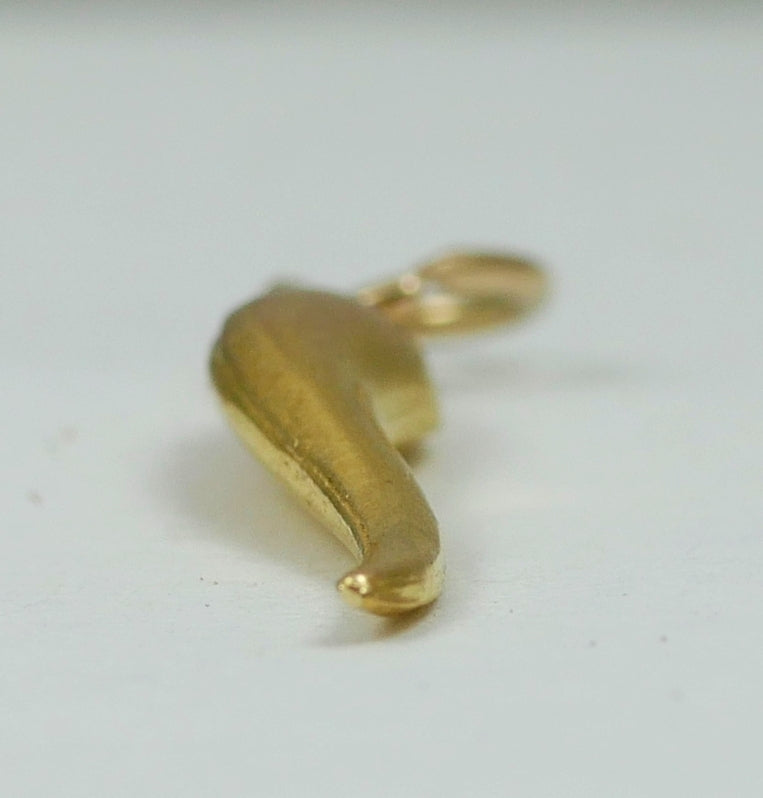 Solid 9ct Yellow Gold Hollow 16mm Chilli Pepper Corno Bracelet Charm Pendant 375