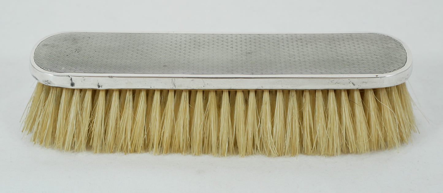 Antique Art Deco 1950 Sterling Silver Engine Turned Clothes Hair Shoe Brush HBrs