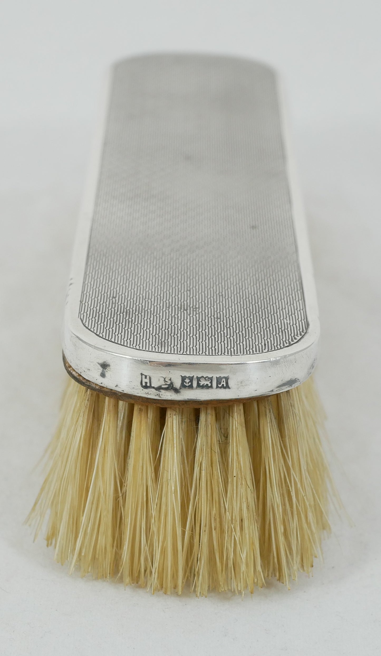 Antique Art Deco 1950 Sterling Silver Engine Turned Clothes Hair Shoe Brush HBrs