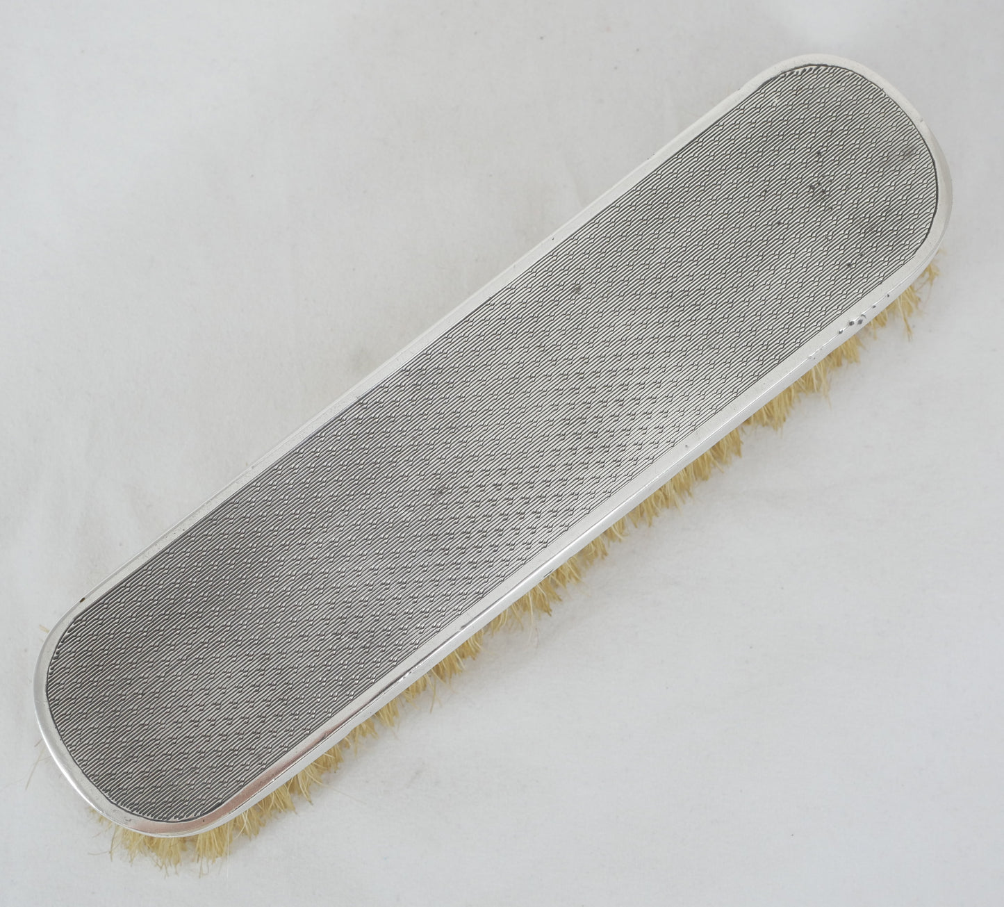 Antique Art Deco 1950 Sterling Silver Engine Turned Clothes Hair Shoe Brush HBrs