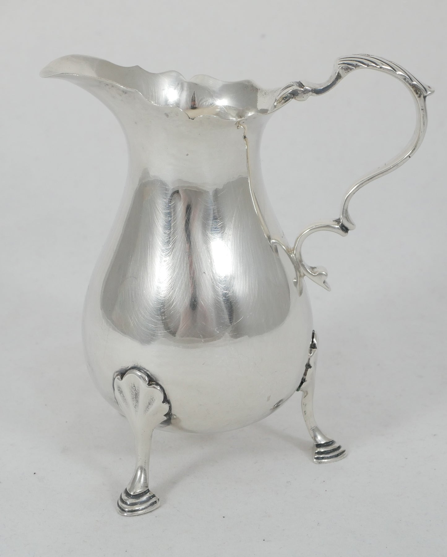Antique Art Deco 1938 Sterling Silver Creamer Milk Jug Chester Bulbous Tea Set