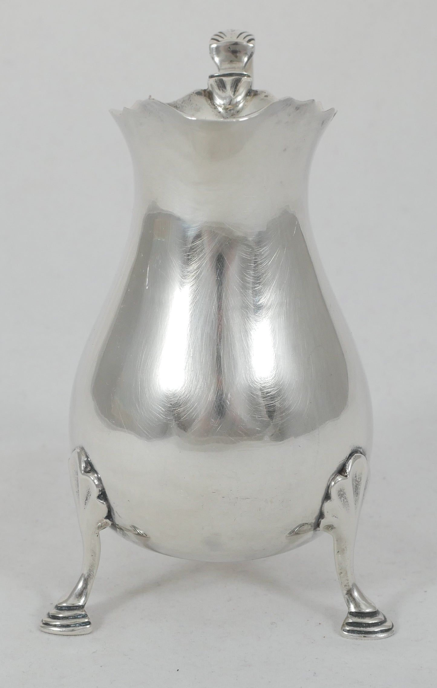 Antique Art Deco 1938 Sterling Silver Creamer Milk Jug Chester Bulbous Tea Set