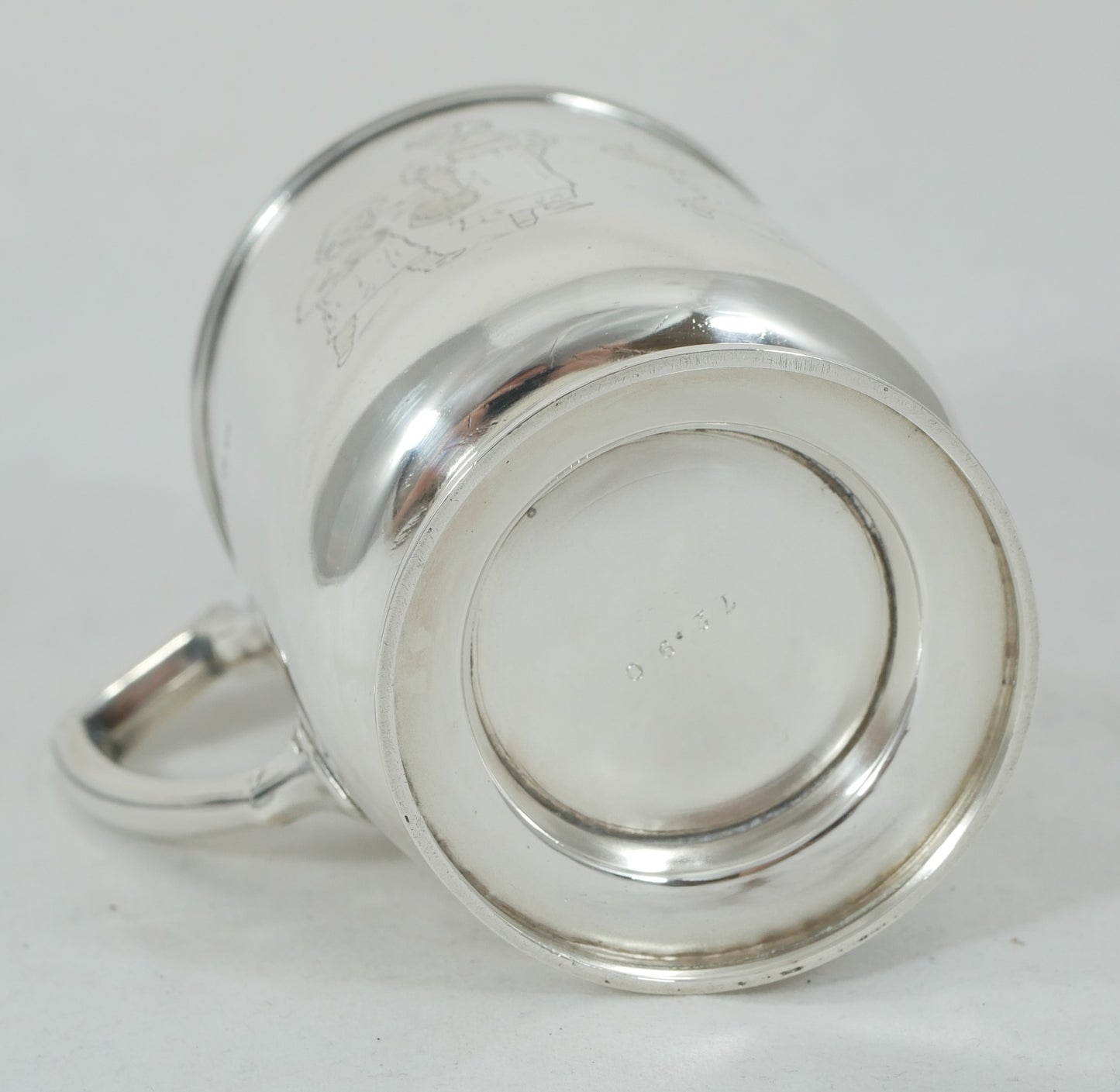 Antique Victorian 1881 Sterling Silver Christening Mug Tankard Bright Cut 250ml