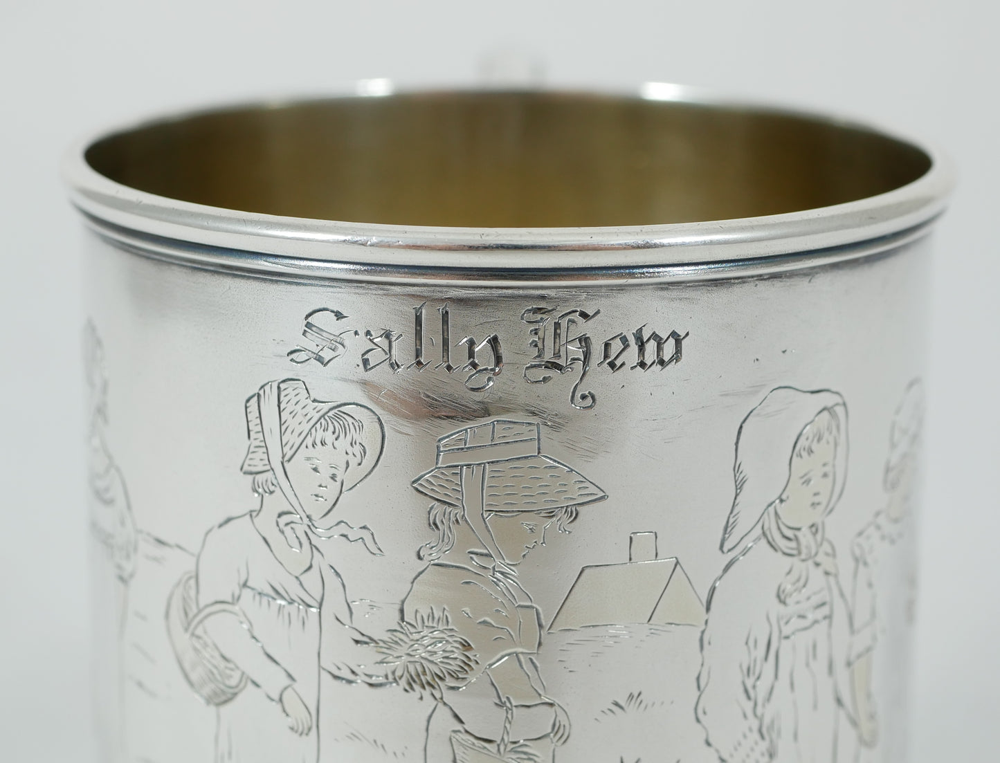 Antique Victorian 1881 Sterling Silver Christening Mug Tankard Bright Cut 250ml