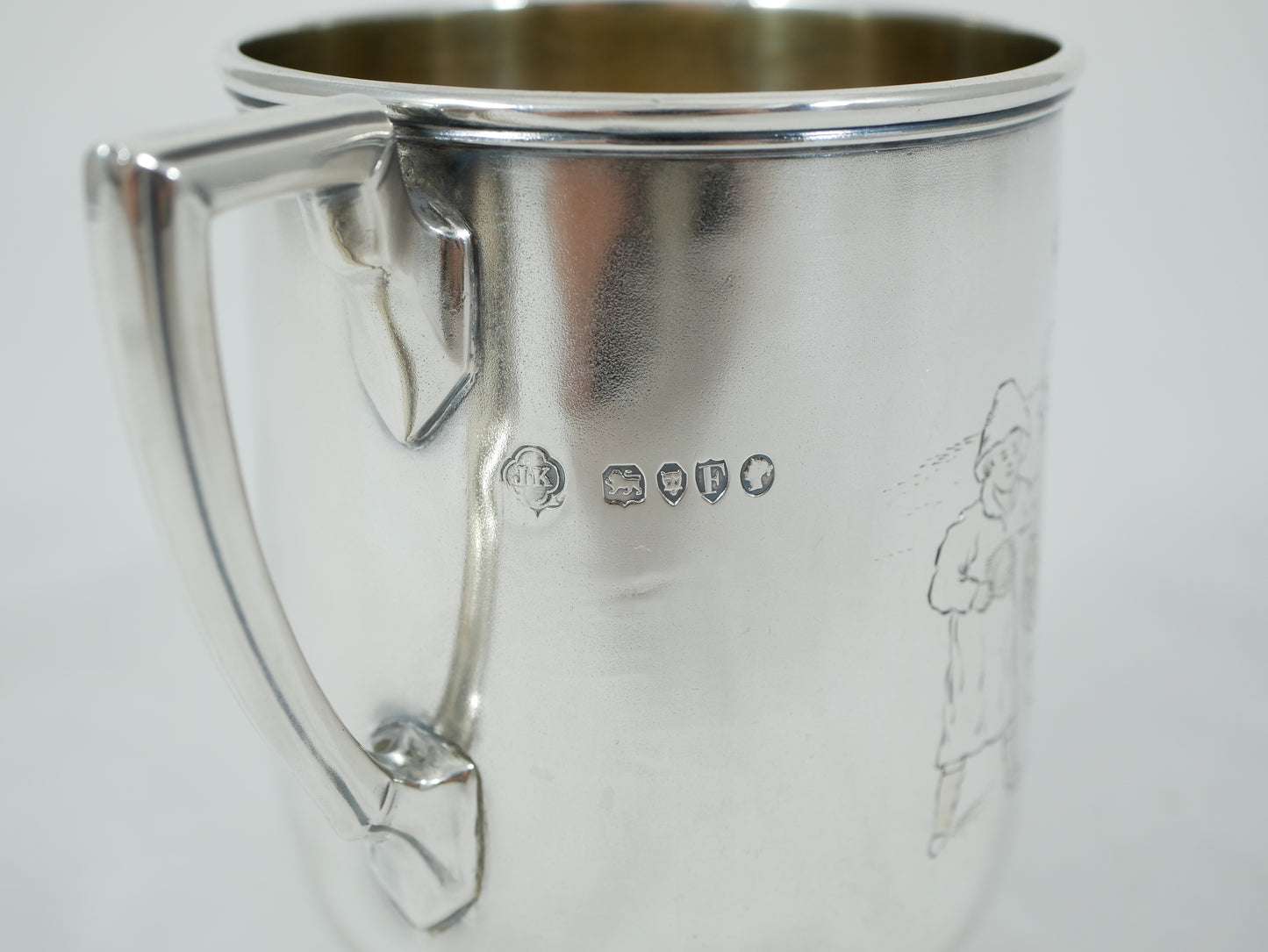 Antique Victorian 1881 Sterling Silver Christening Mug Tankard Bright Cut 250ml