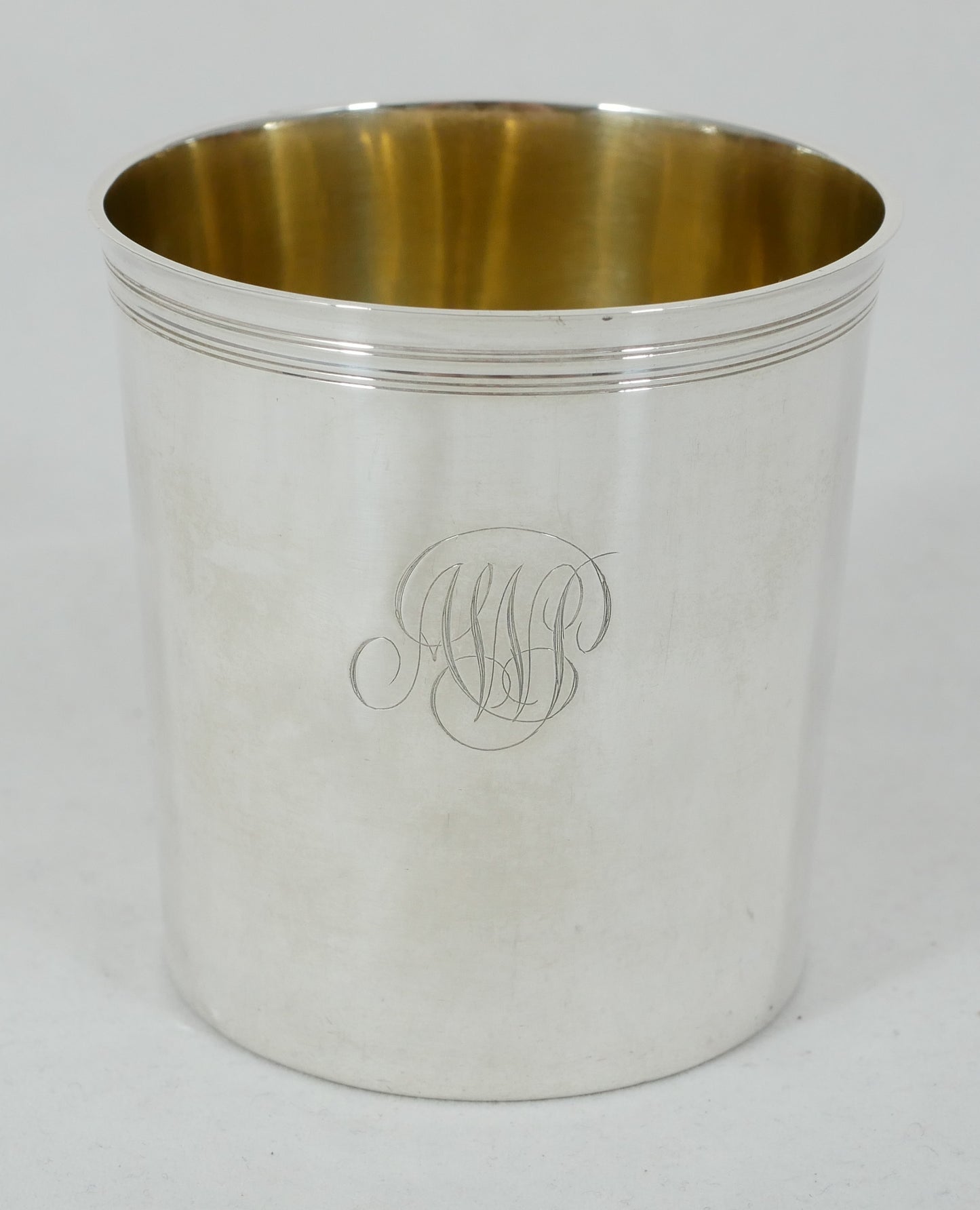 Antique Victorian 1872 Sterling Silver Beaker Water Christening Cup 200ml Gilt