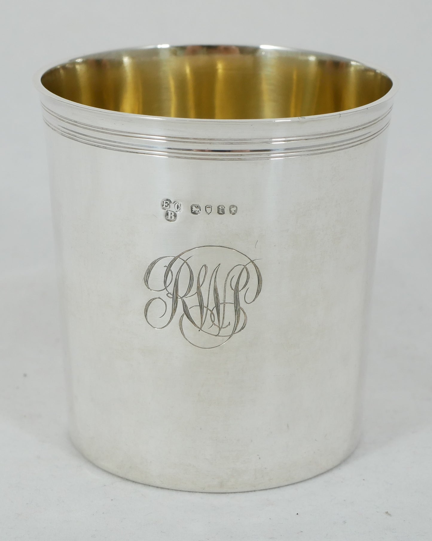 Antique Victorian 1872 Sterling Silver Beaker Water Christening Cup 200ml Gilt