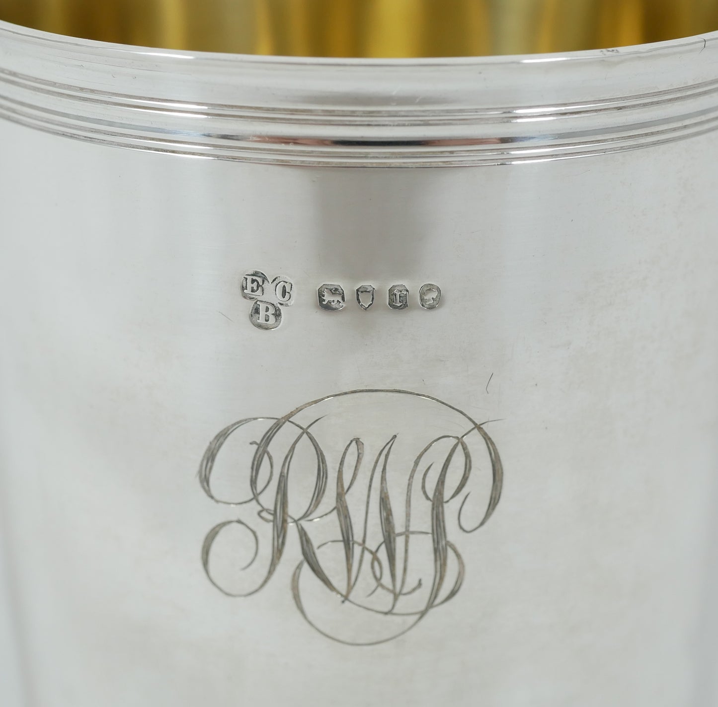 Antique Victorian 1872 Sterling Silver Beaker Water Christening Cup 200ml Gilt