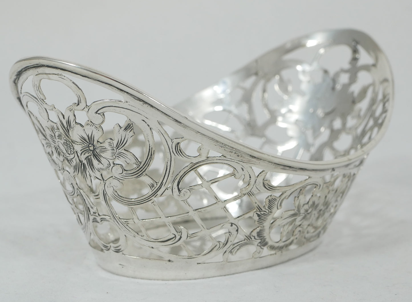 Antique German Pair of Solid 800 Silver Bon Bon Lolly Bowls Dish Set Sterling