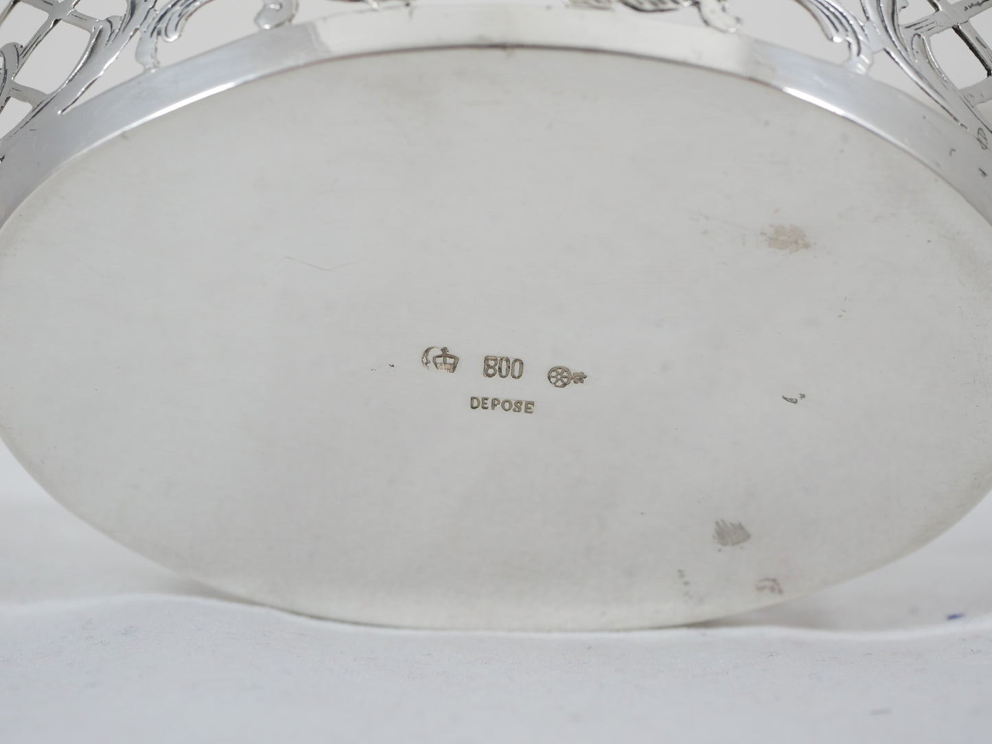 Antique German Pair of Solid 800 Silver Bon Bon Lolly Bowls Dish Set Sterling