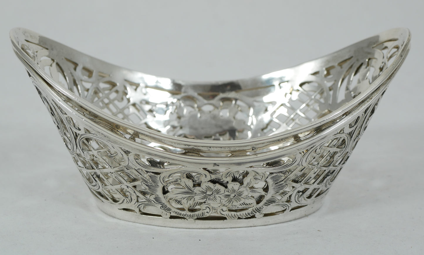 Antique German Pair of Solid 800 Silver Bon Bon Lolly Bowls Dish Set Sterling