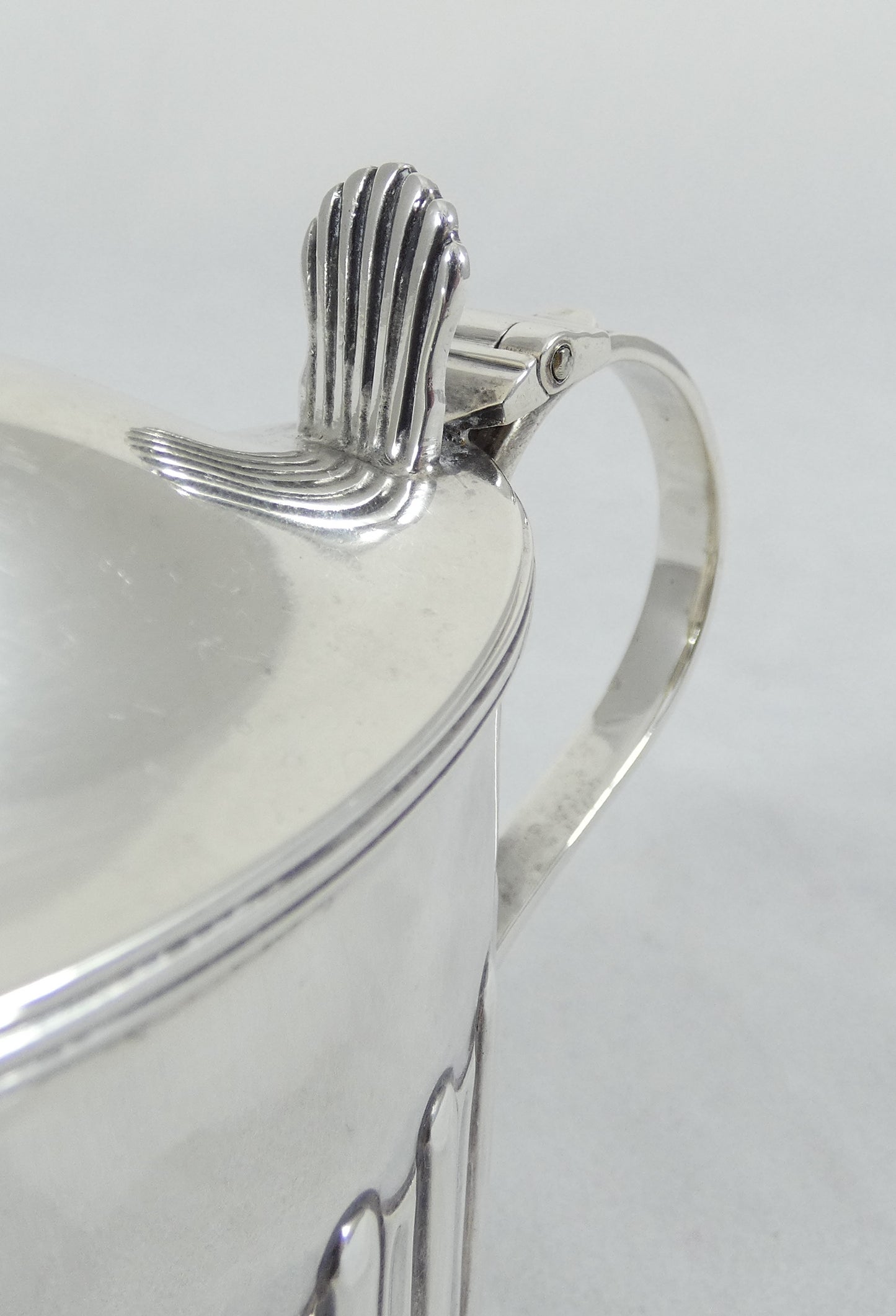 Antique Victorian 1896 Large Oval Sterling Silver Blue Glass Mustard Pot Cruet