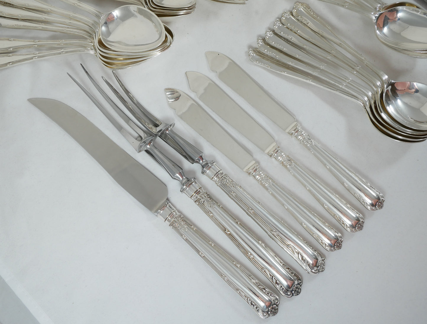 Antique Vintage 53pc 6pl Sterling Silver Marie Cutlery Set Fork Spoon Asprey CJV